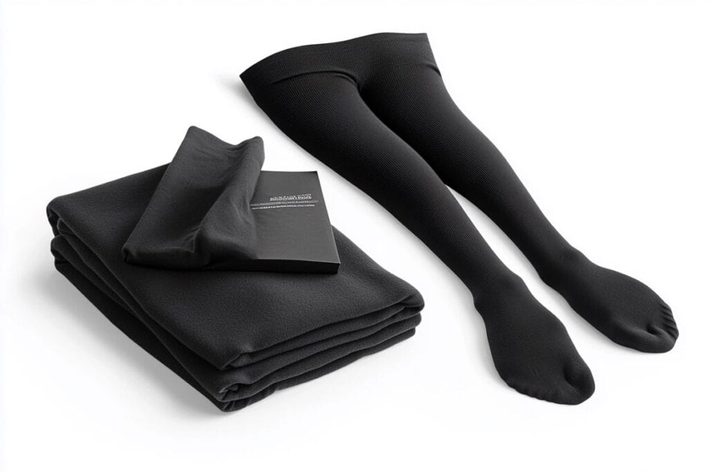 גרביון תרמי בצבע שחור מקופל ופרוס